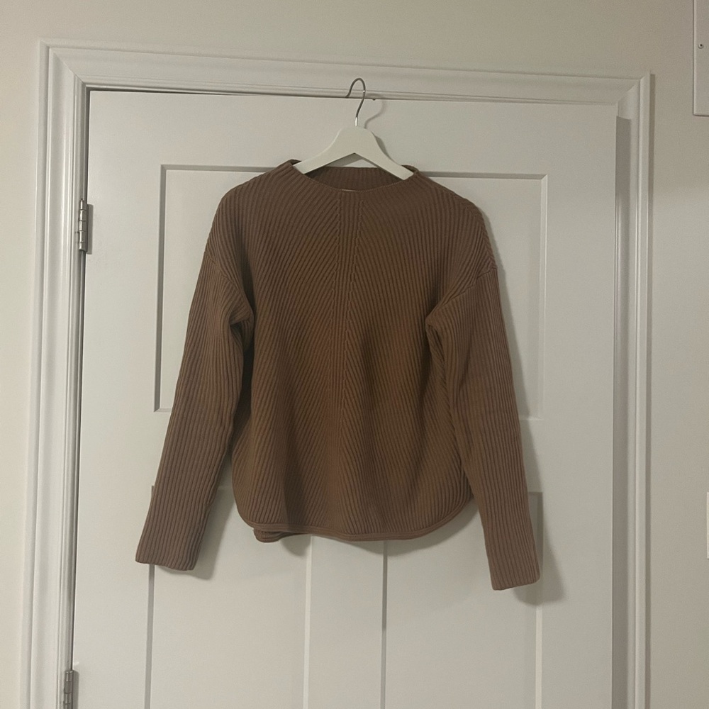 Babaton Ribbed Crewneck Sweater in Warm Brown